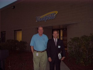 Vaupell General Manager Stratton Smith and NH Division of Economic Development Business Development Manager Michael Bergeron celebrate Vaupell’s recent expansion in Hudson. 