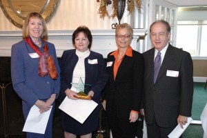 AARP Associate State Director - Communications Jamie Bulen, NH Division of Economic Development Employee Retention Project Manager Fran Allain, AARP NH State Director Kelly Clark and AARP NH State President Fred Kocher celebrate Allain's selection as AARP Community Partner of the Year.
